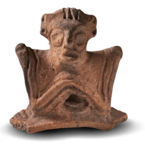 Figura cerámica taína híbrida de búho-murciélago